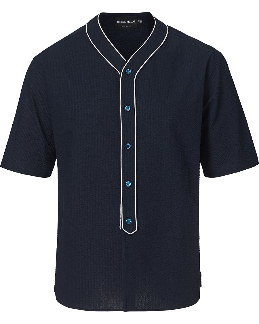 Heren | Overhemden | Giorgio Armani | Short Sleeve Seersucker Guru Shirt Navy