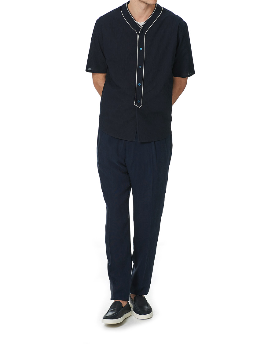 Heren | Overhemden | Giorgio Armani | Short Sleeve Seersucker Guru Shirt Navy