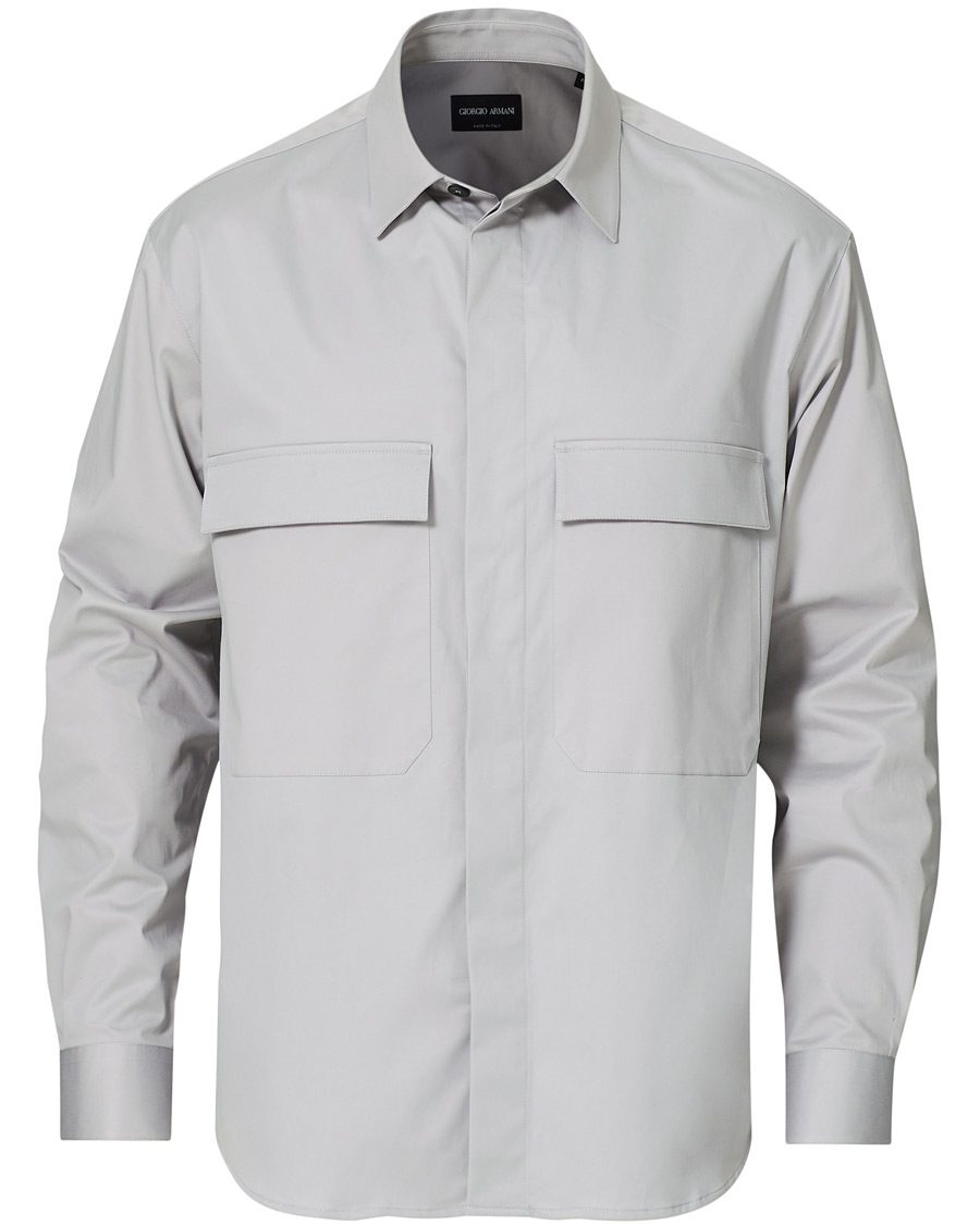 Heren | Overhemden | Giorgio Armani | Cotton Overshirt Light Grey