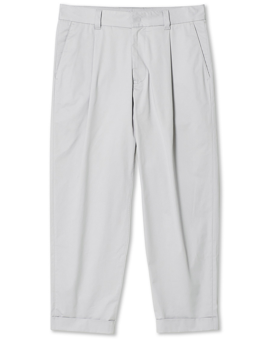 Heren | Broeken | Giorgio Armani | Tapered Cotton Trousers Light Grey