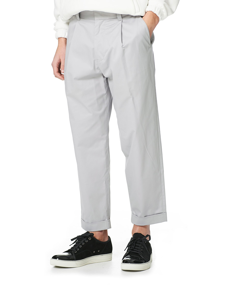 Heren | Broeken | Giorgio Armani | Tapered Cotton Trousers Light Grey