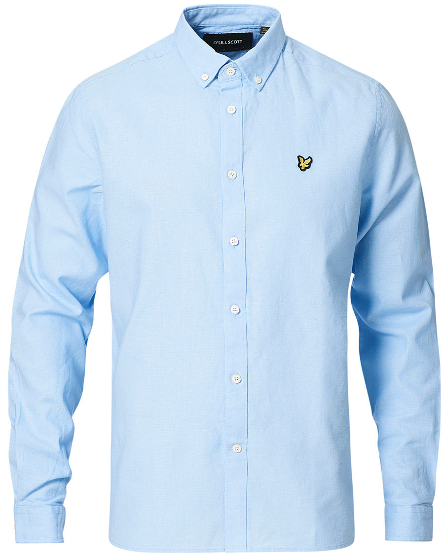 Heren | Overhemden | Lyle & Scott | Linen/Cotton Shirt Light Blue