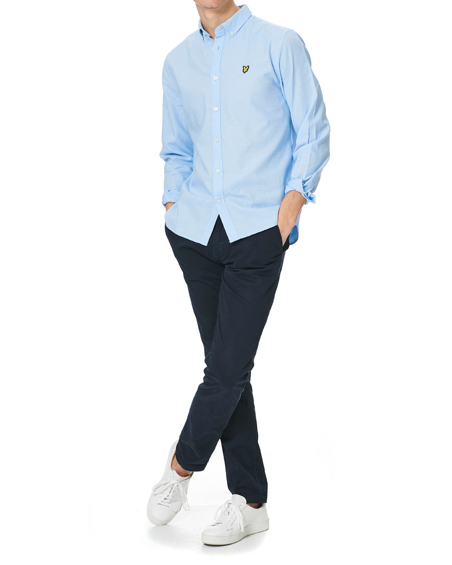 Heren | Overhemden | Lyle & Scott | Linen/Cotton Shirt Light Blue