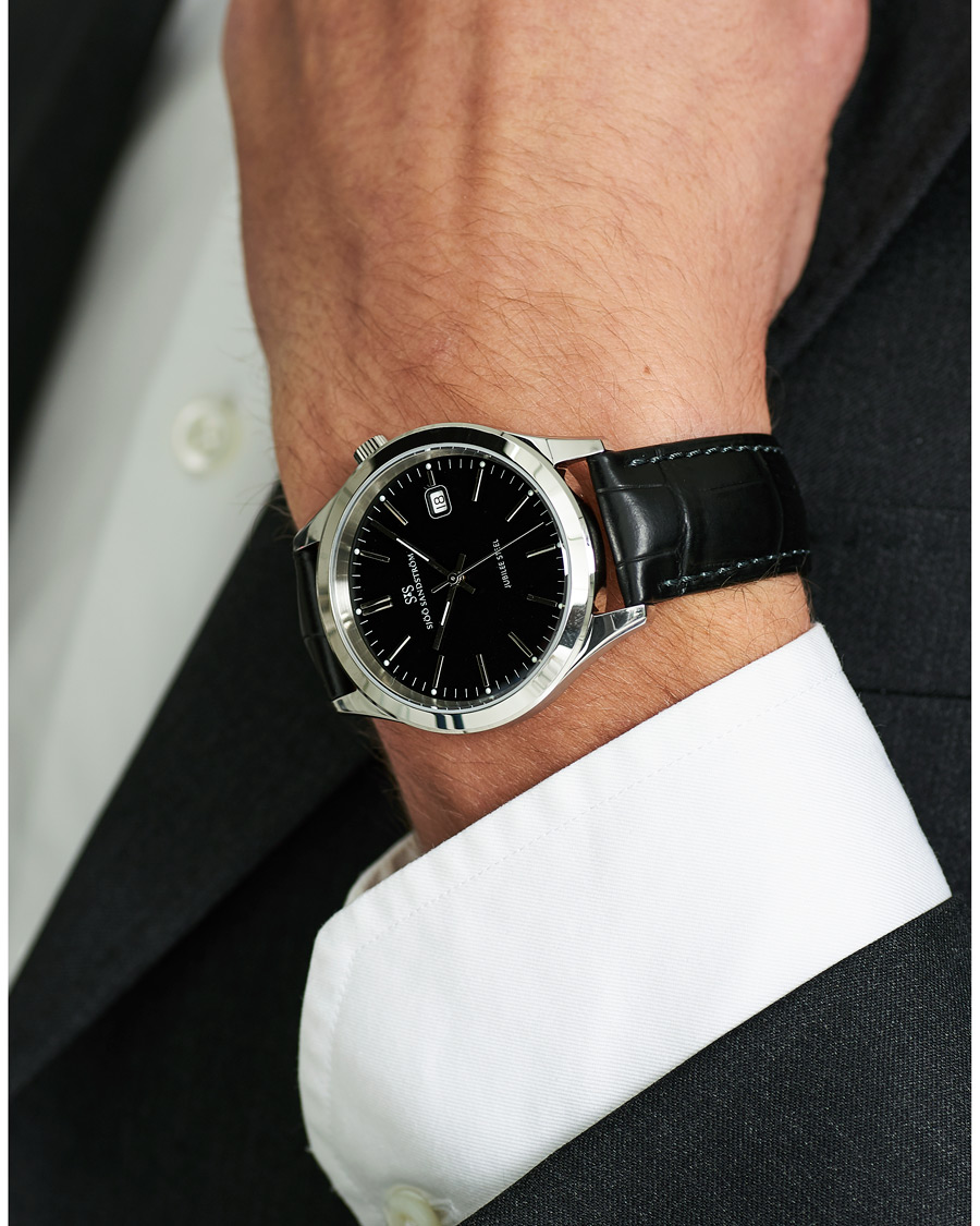 Heren | Sjöö Sandström Jubilee Steel Quartz 40mm Black/Black Calf | Sjöö Sandström | Jubilee Steel Quartz 40mm Black/Black Calf