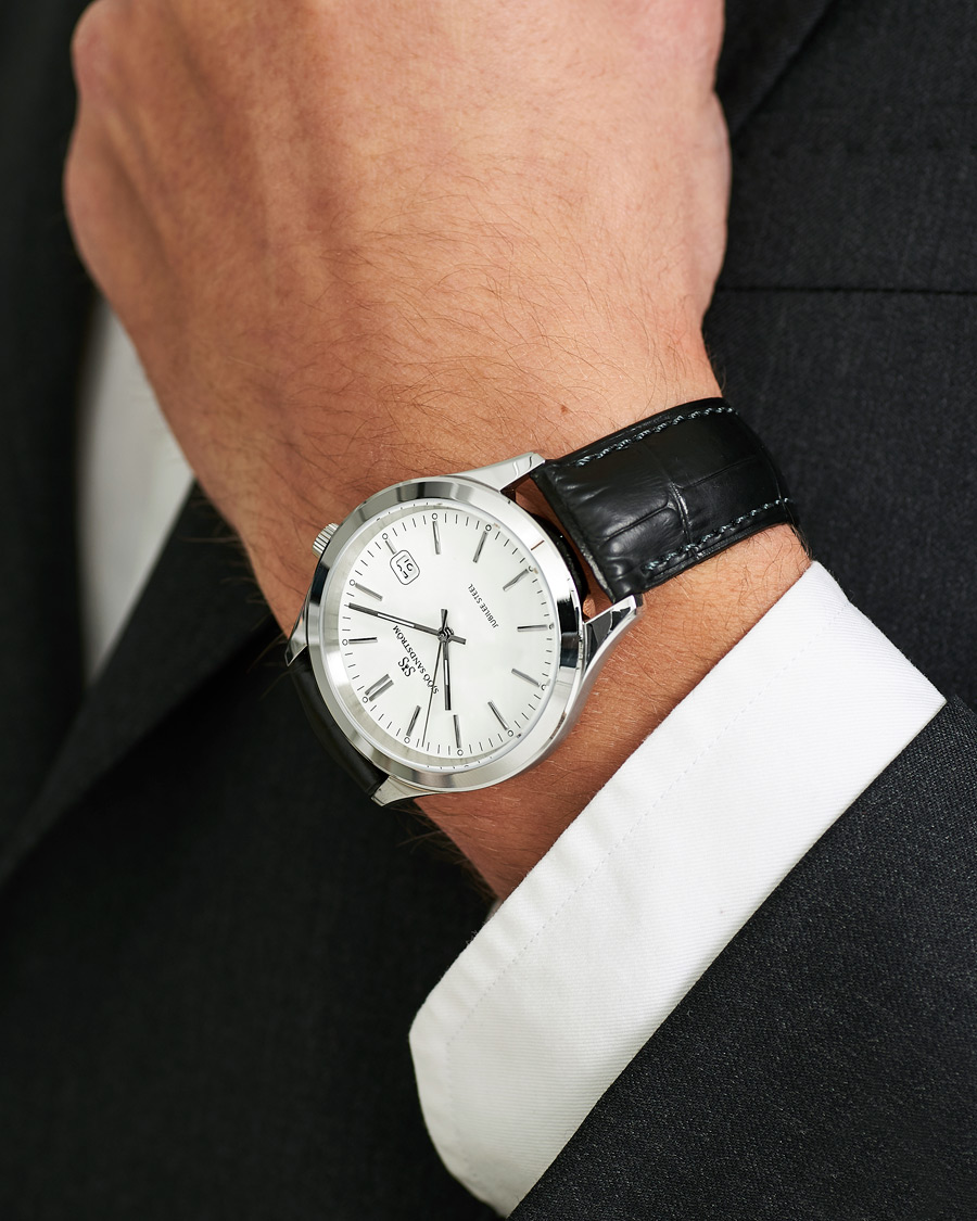 Heren | Sjöö Sandström | Sjöö Sandström | Jubilee Steel Quartz 40mm White/Black Calf