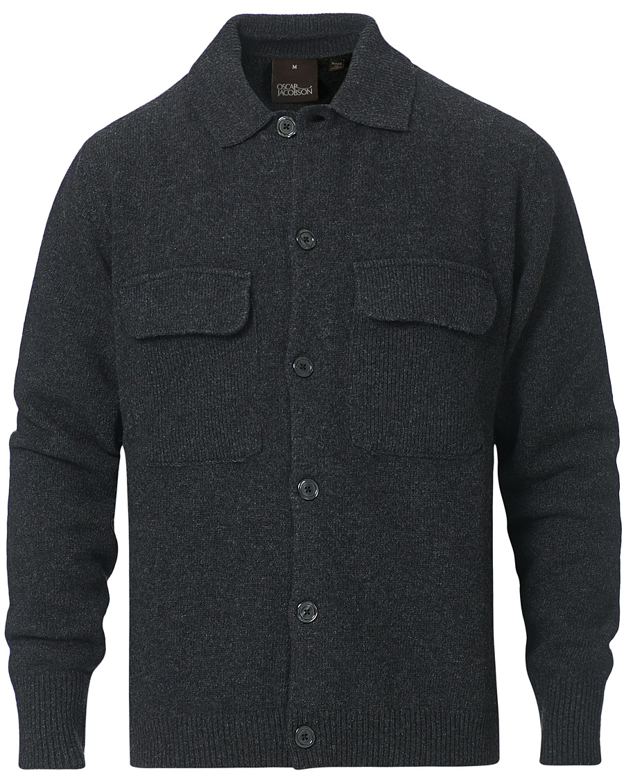 Heren | Truien | Oscar Jacobson | Logan Wool Cardigan Charcoal