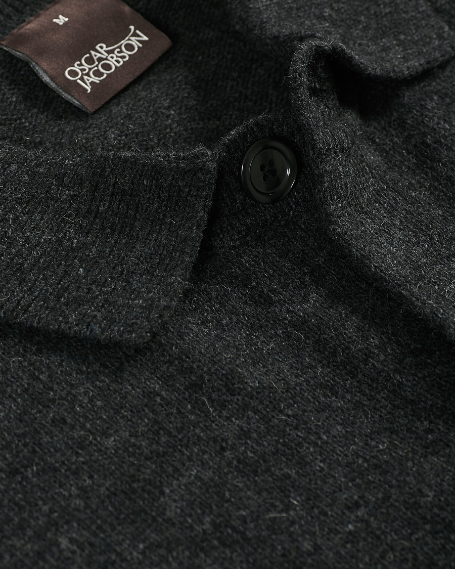 Heren | Truien | Oscar Jacobson | Logan Wool Cardigan Charcoal