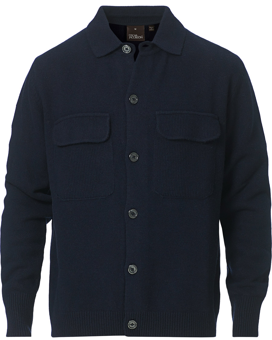 Heren | Truien | Oscar Jacobson | Logan Wool Cardigan Navy