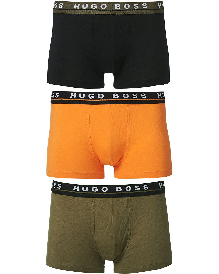 Heren | Ondergoed | BOSS BLACK | BOSS 3-Pack Trunk Boxer Shorts Black/Orange/Green