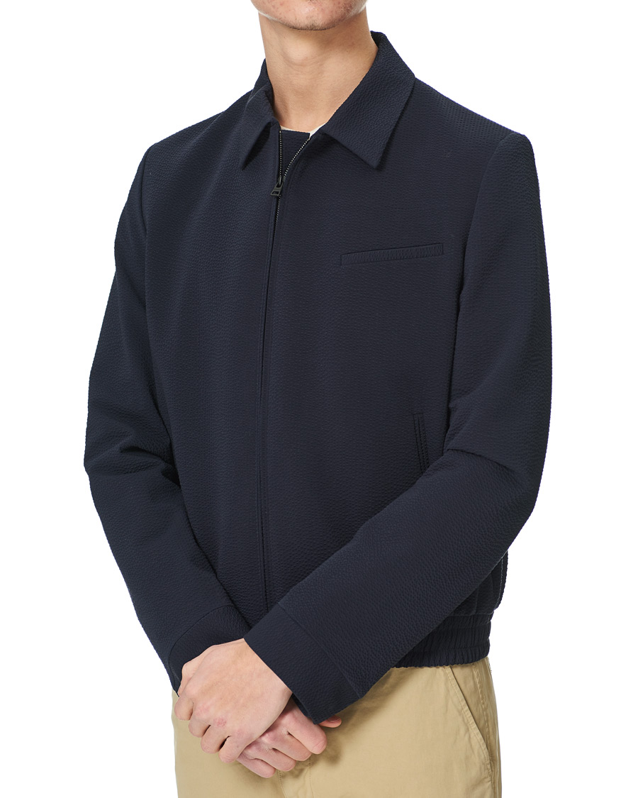 Heren | Jassen | HUGO | Hellis Seersucker Bomber Jacket Dark Blue