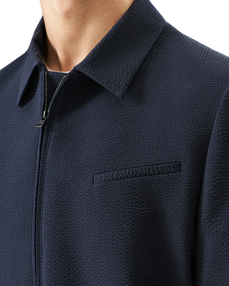 Heren | Jassen | HUGO | Hellis Seersucker Bomber Jacket Dark Blue