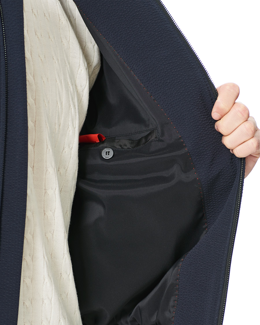 Heren | Jassen | HUGO | Hellis Seersucker Bomber Jacket Dark Blue