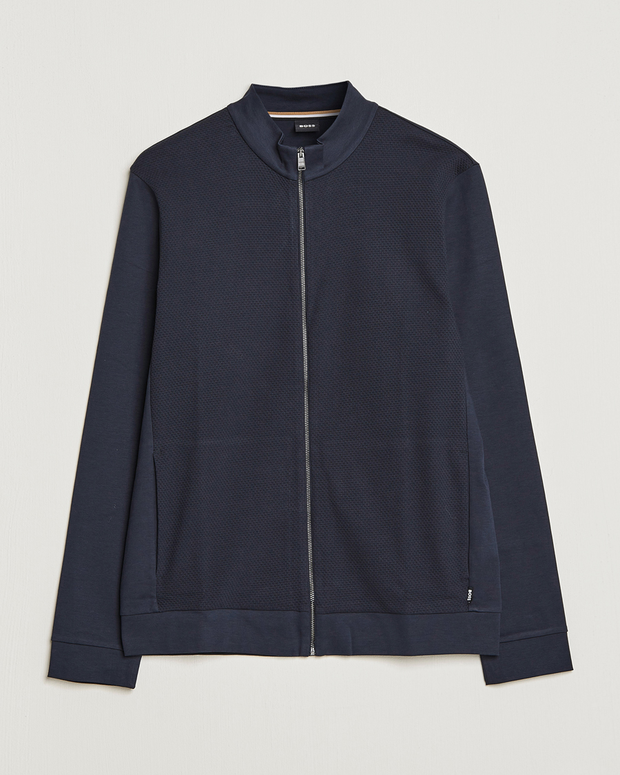 Heren | Truien | BOSS BLACK | Skiles Knitted Full-Zip Sweater Dark Blue