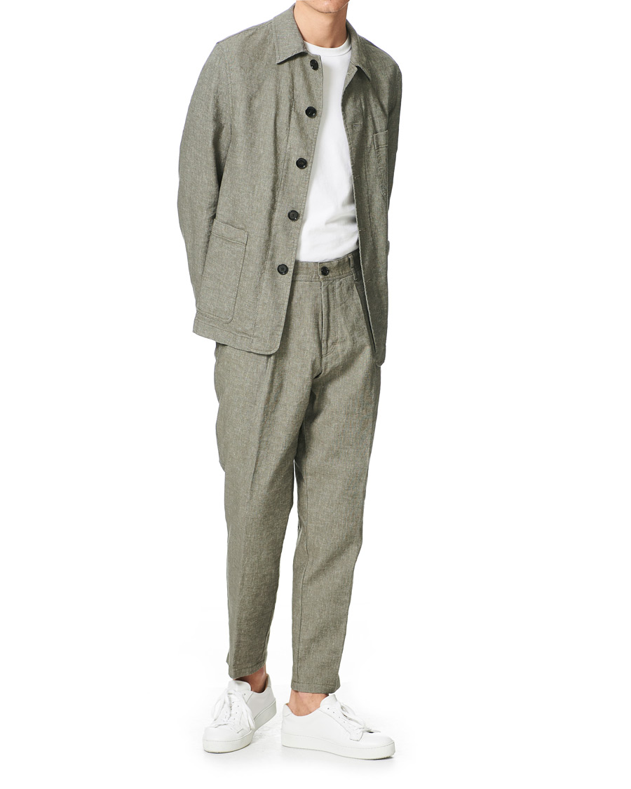 Heren | Blazers | BOSS BLACK | BOSS Carper Cotton/Linen Workwear Jacket Open Green