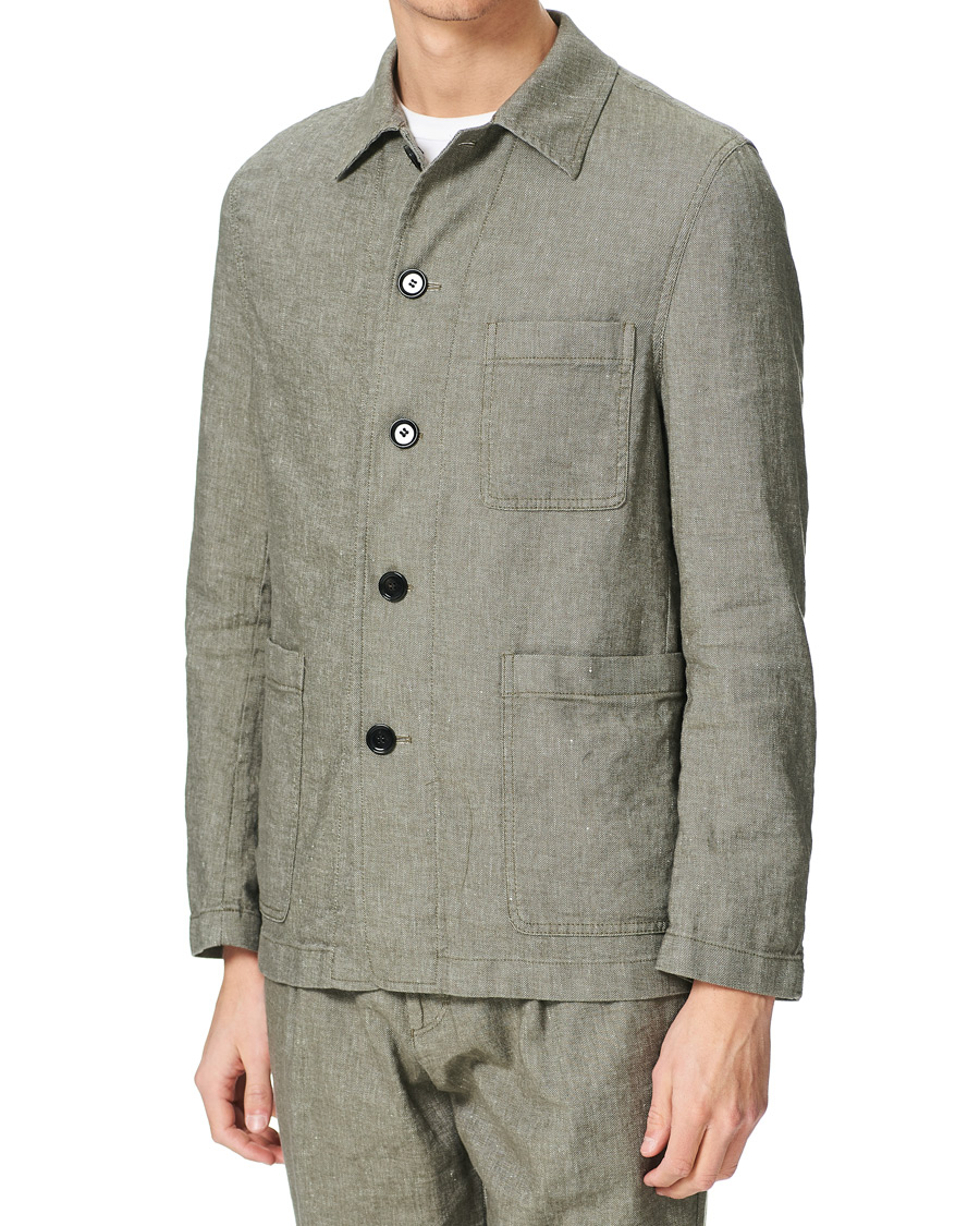 Heren | Blazers | BOSS BLACK | BOSS Carper Cotton/Linen Workwear Jacket Open Green