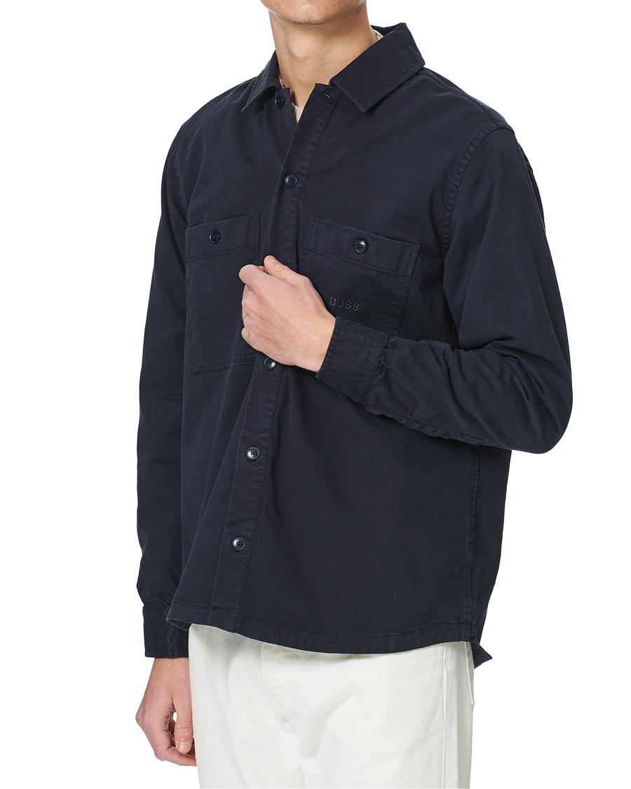 Heren | Overhemden | BOSS ORANGE | BOSS Casual Locky Pocket Overshirt Dark Blue