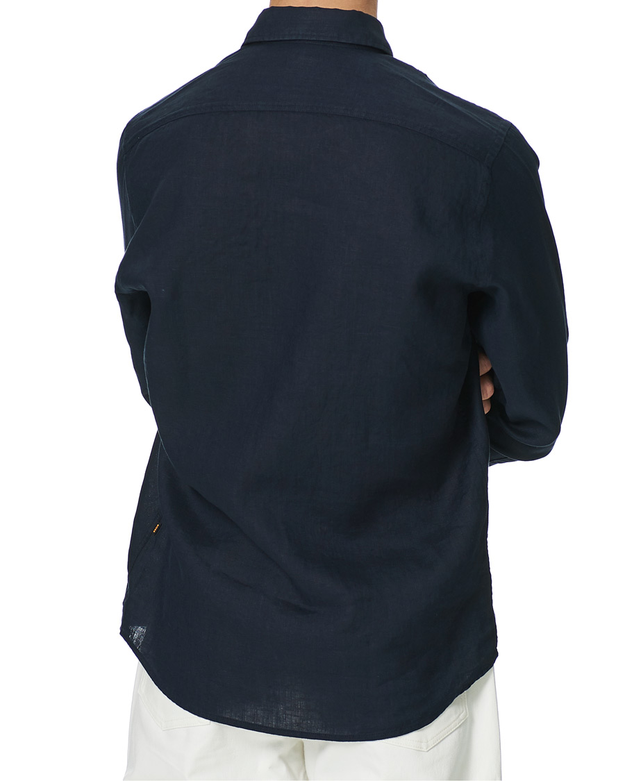 Heren | Overhemden | BOSS ORANGE | BOSS Casual Relegent Linen Shirt Dark Blue