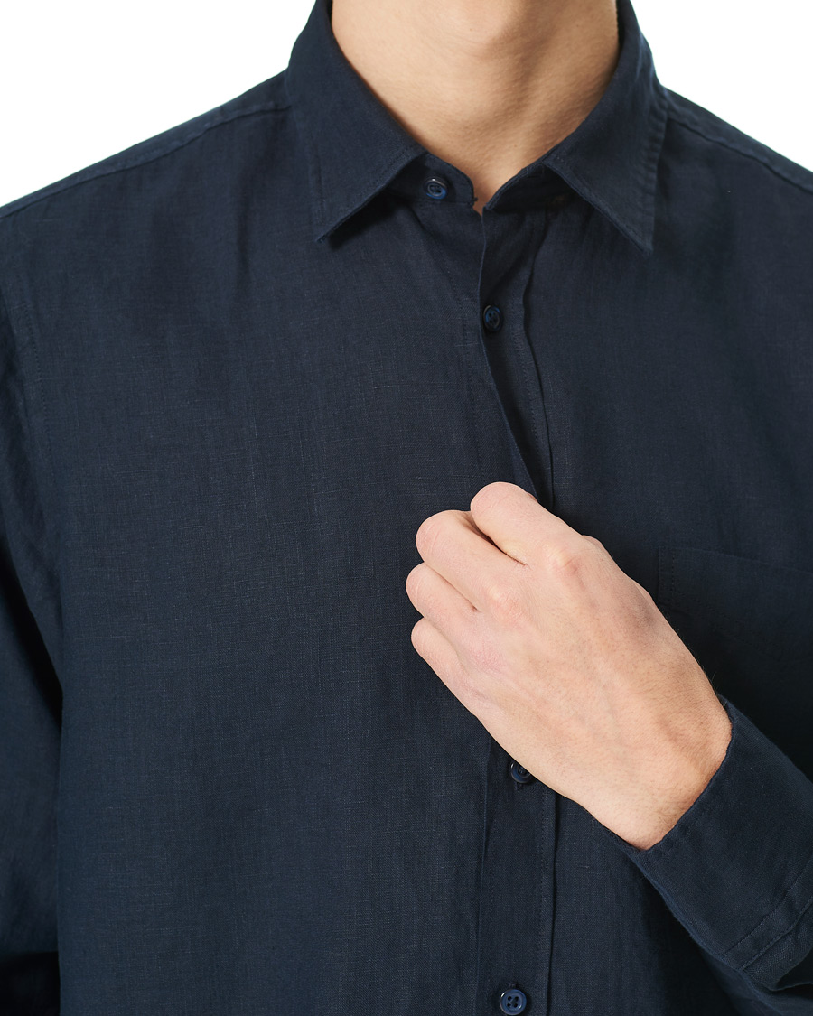 Heren | Overhemden | BOSS ORANGE | BOSS Casual Relegent Linen Shirt Dark Blue