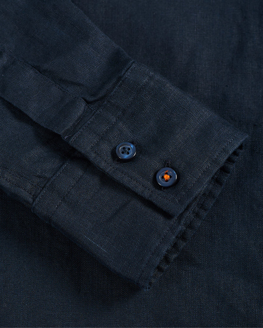 Heren | Overhemden | BOSS ORANGE | BOSS Casual Relegent Linen Shirt Dark Blue