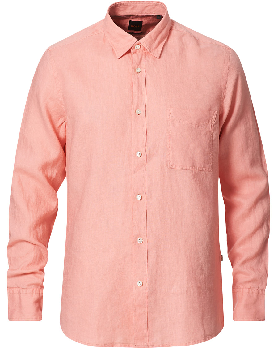 Heren | Overhemden | BOSS ORANGE | BOSS Casual Relegent Linen Shirt Pastel Red