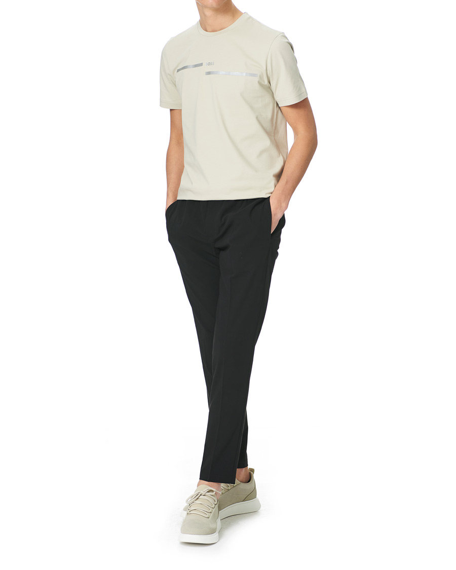 Heren | T-shirts | BOSS GREEN | BOSS Athleisure Taped Logo Crew Neck Tee Light Beige