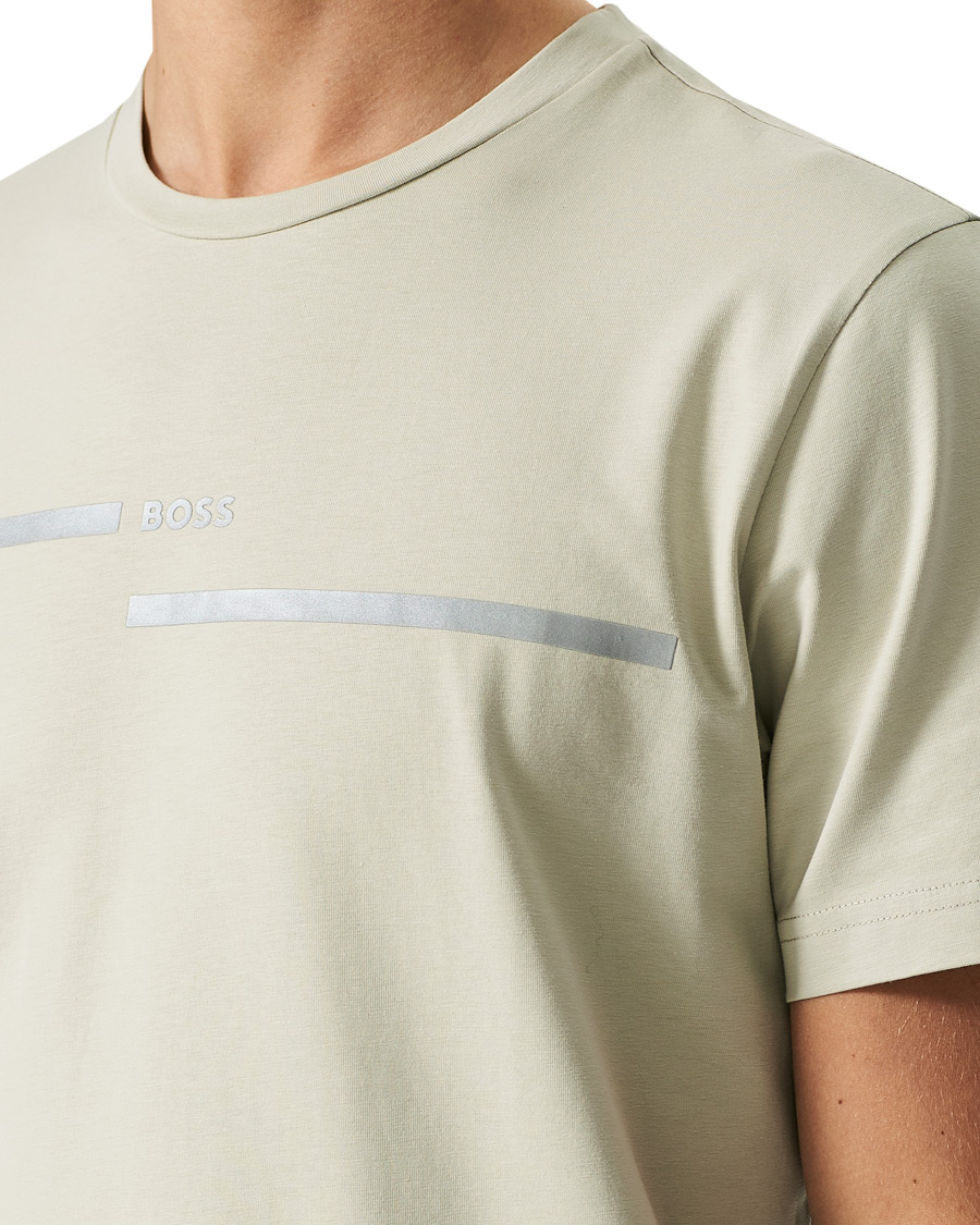 Heren | T-shirts | BOSS GREEN | BOSS Athleisure Taped Logo Crew Neck Tee Light Beige