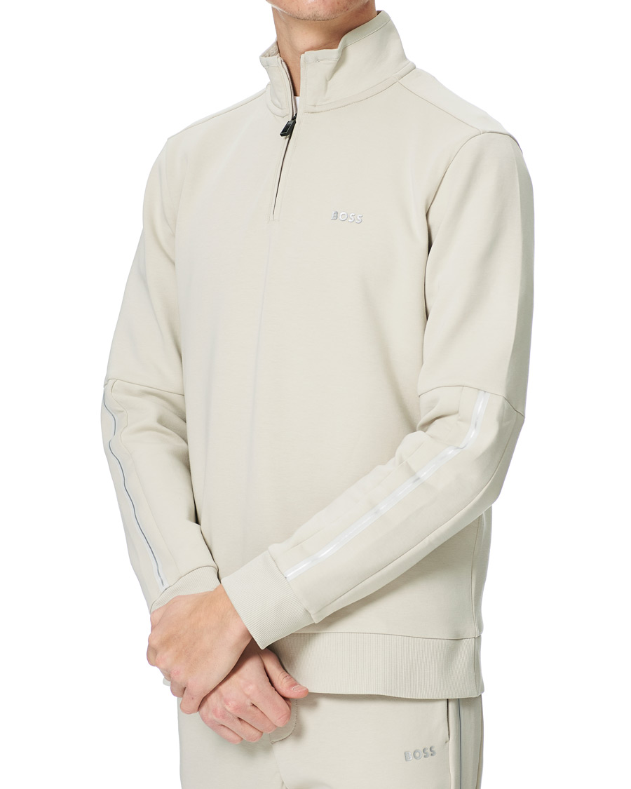 Heren | Truien | BOSS GREEN | BOSS Athleisure Sweat Half Zip Light Beige