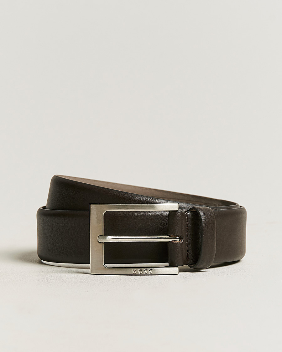 Heren | Riemen | BOSS BLACK | Barnabie Leather Belt 3,5 cm Dark Brown