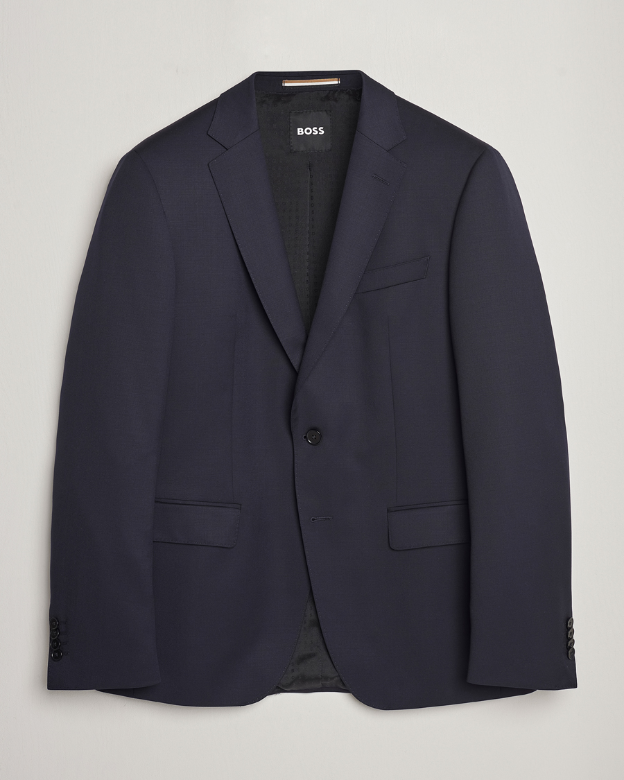 Heren | Blazers | BOSS BLACK | Huge Slim Fit Wool Blazer Dark Blue