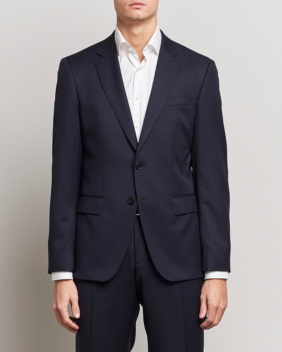 Heren | Blazers | BOSS BLACK | Huge Slim Fit Wool Blazer Dark Blue