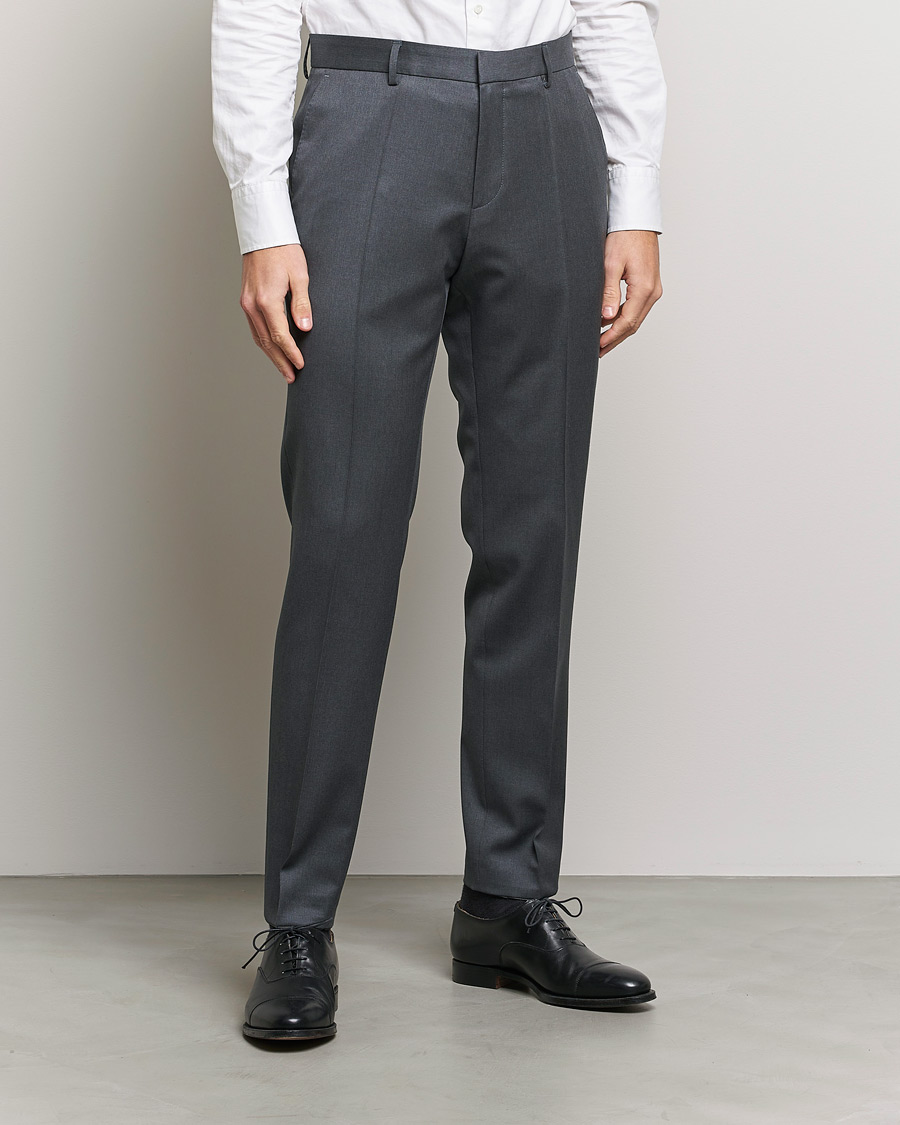 Heren | Broeken | BOSS BLACK | Genius Slim Fit Wool Trousers Dark Grey