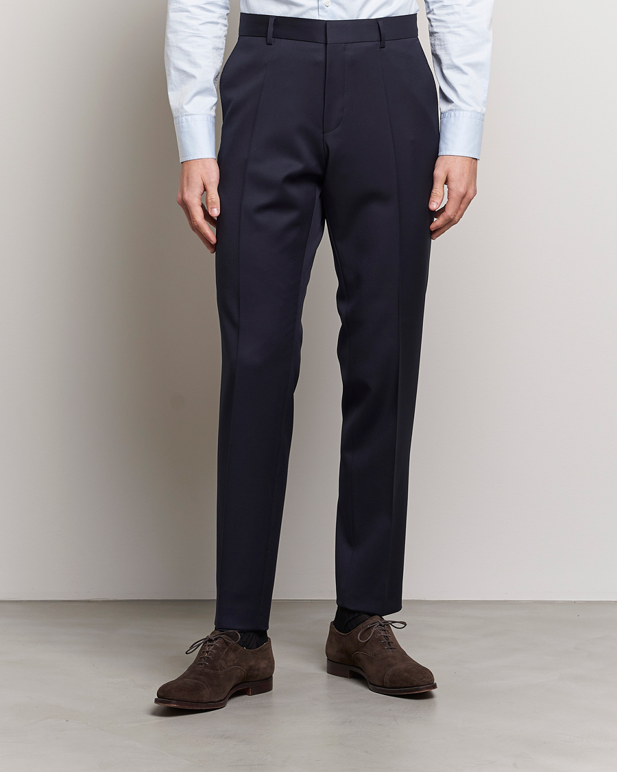 Heren | BOSS BLACK | BOSS BLACK | Genius Slim Fit Wool Trousers Dark Blue