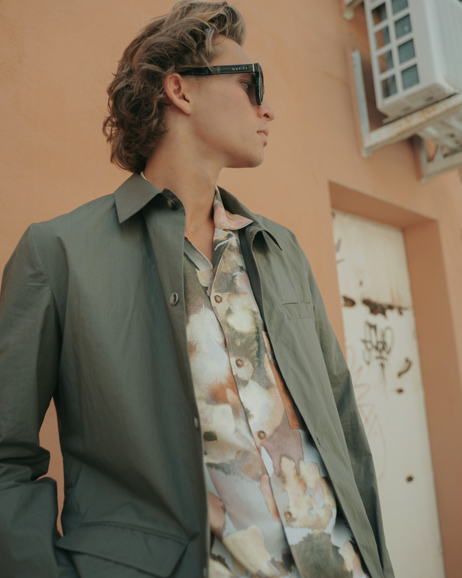Heren | Overhemden | Nanushka | Twill Silk Camp Collar Shirt Watercolor