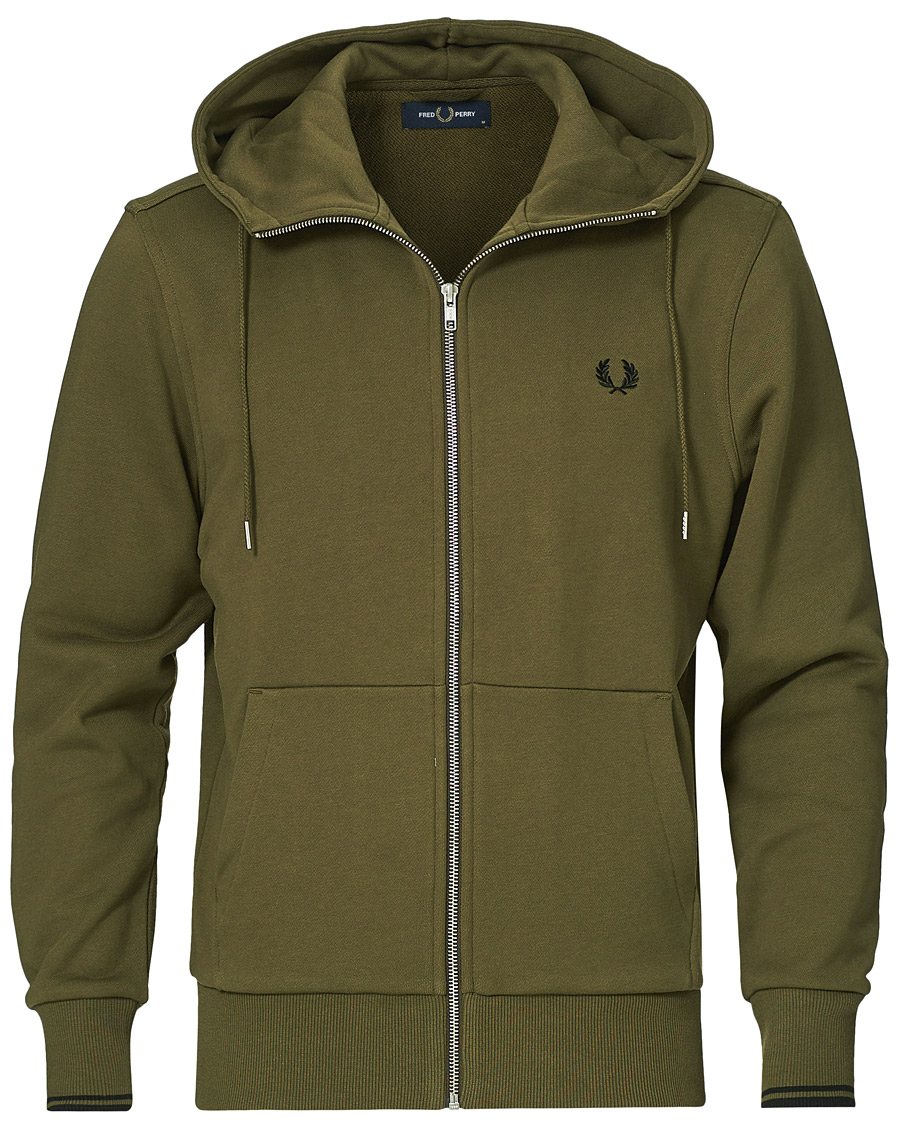 Heren | Truien | Fred Perry | Hooded Zip Sweatshirt Military Green