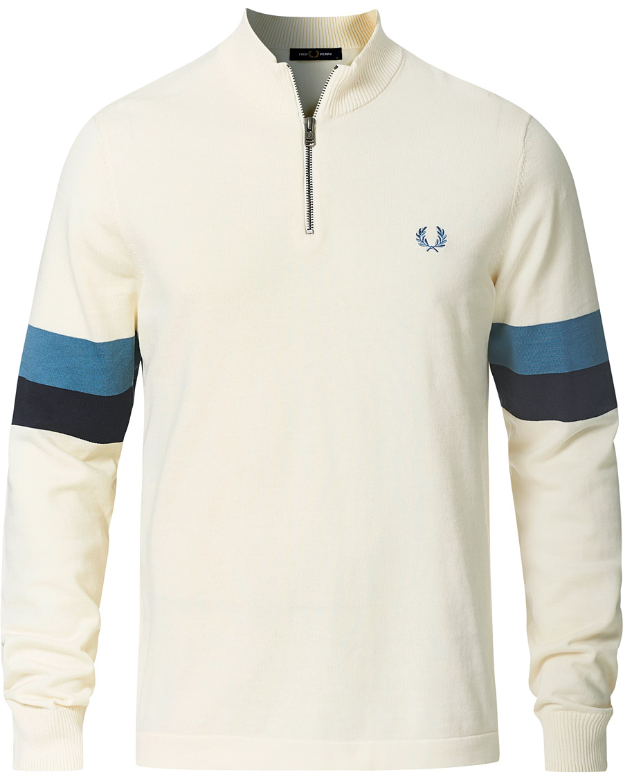 Heren | Truien | Fred Perry | Funnel Neck Knitted Zip Jumper Ecru