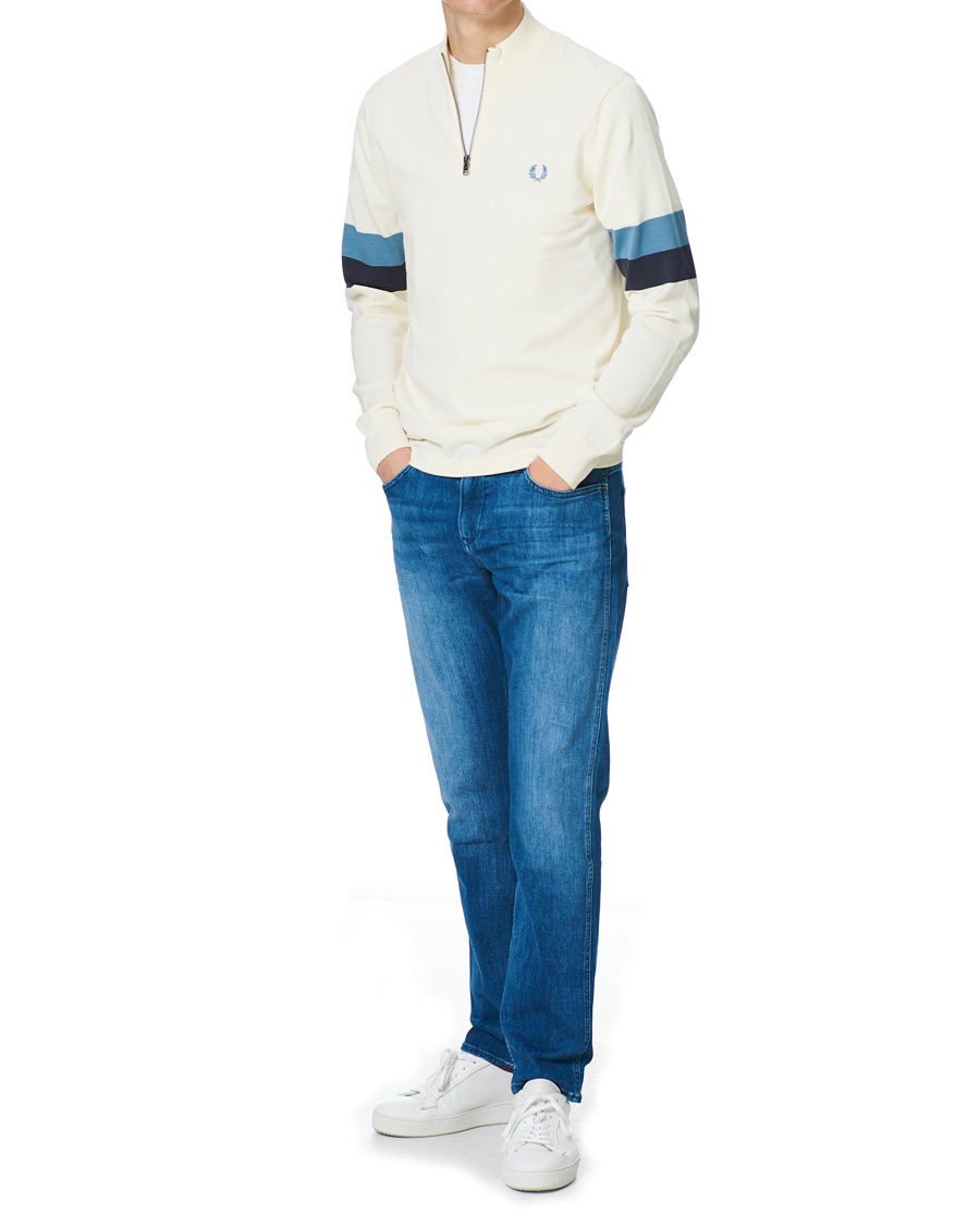 Heren | Truien | Fred Perry | Funnel Neck Knitted Zip Jumper Ecru