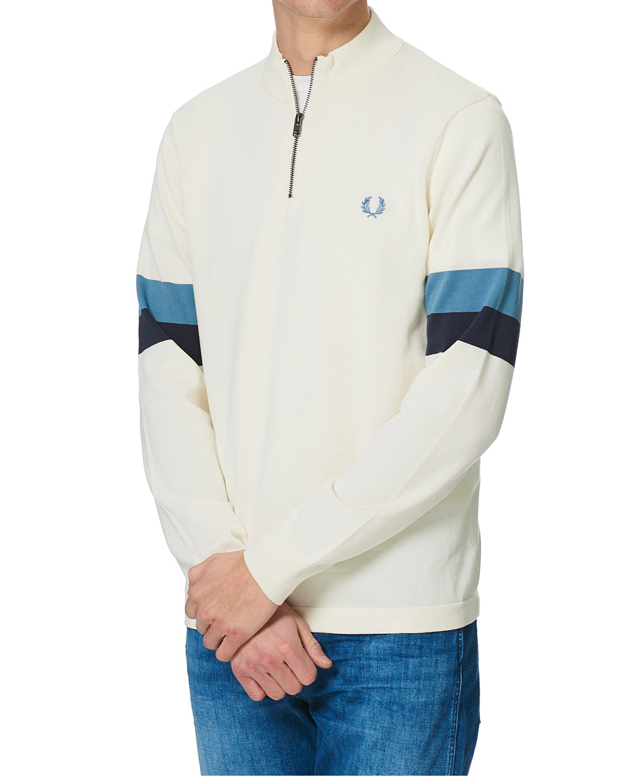 Heren | Truien | Fred Perry | Funnel Neck Knitted Zip Jumper Ecru