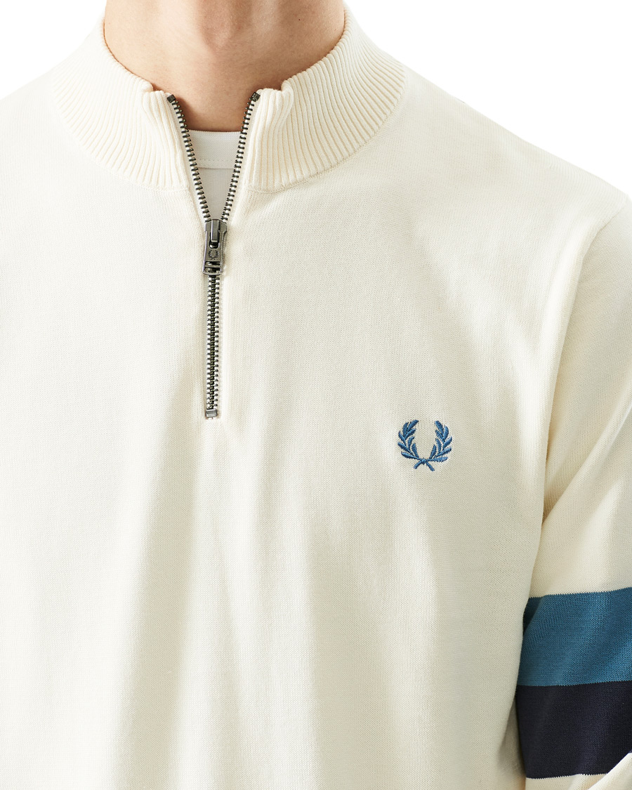 Heren | Truien | Fred Perry | Funnel Neck Knitted Zip Jumper Ecru