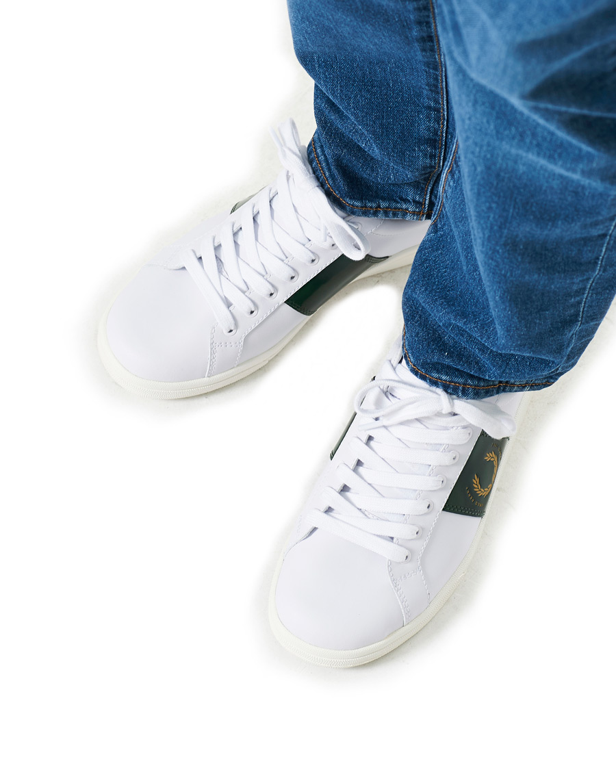 Heren | Fred Perry B721 Leather Branded Sneaker White | Fred Perry | B721 Leather Branded Sneaker White