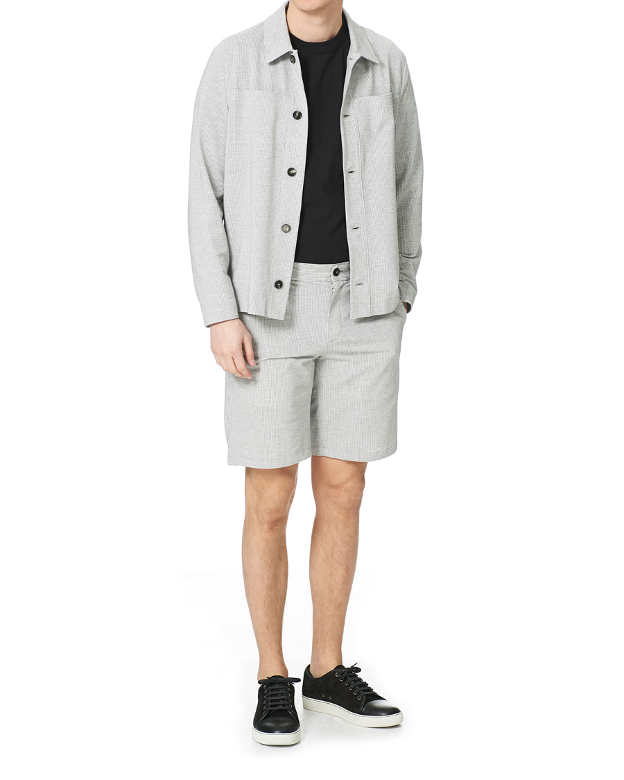 Heren | Overhemden | Harris Wharf London | Cool Max Seersucker Overshirt Light Grey