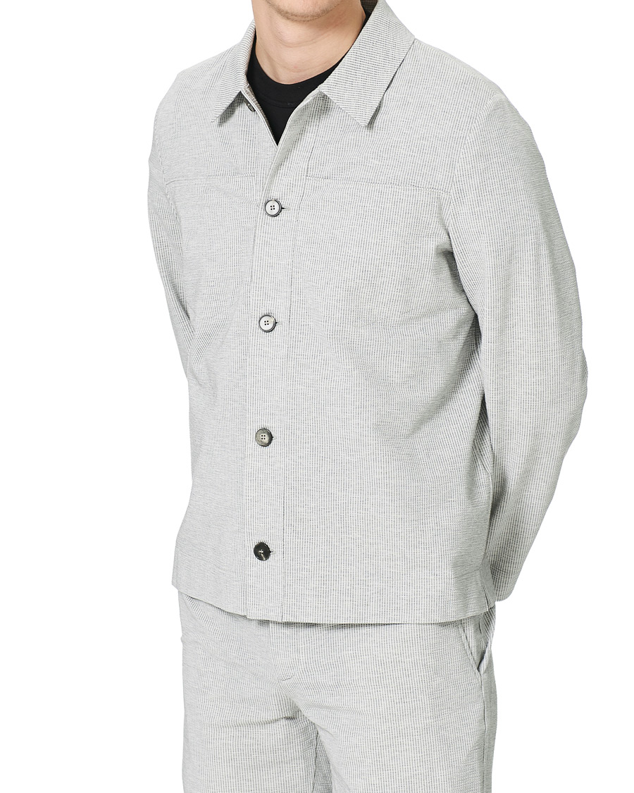 Heren | Overhemden | Harris Wharf London | Cool Max Seersucker Overshirt Light Grey