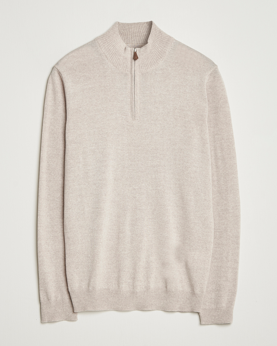 Heren | Truien | Stenströms | Merino Half-Zip Beige
