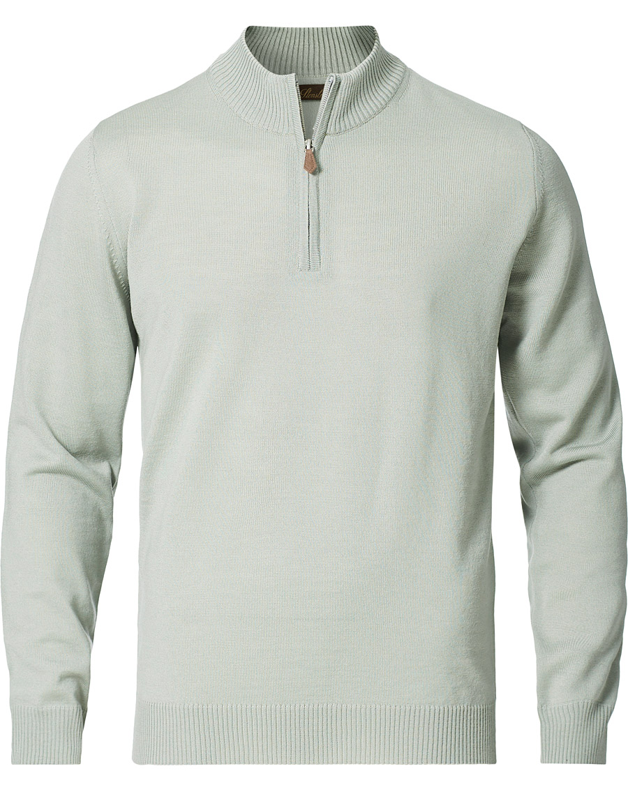 Heren | Truien | Stenströms | Merino Half Zip Pistachio