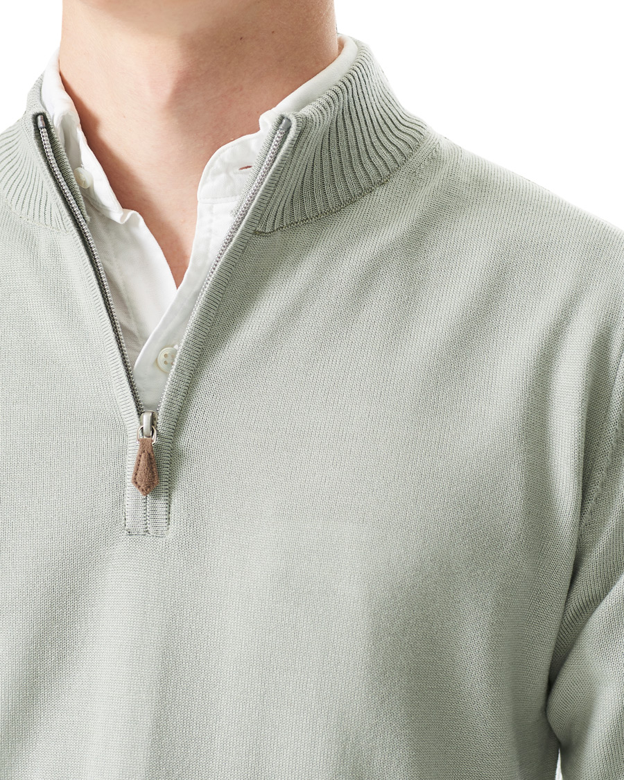 Heren | Truien | Stenströms | Merino Half Zip Pistachio