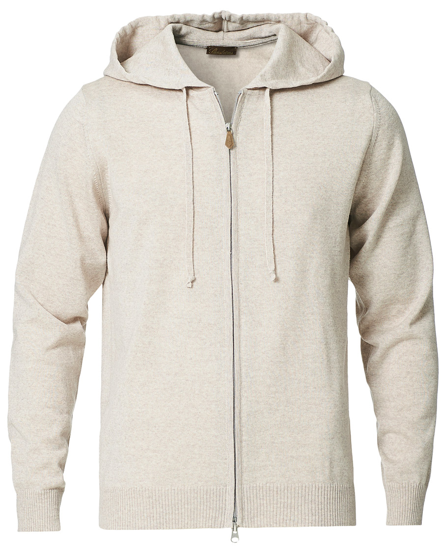 Heren | Truien | Stenströms | Merino Full Zip Hoodie Beige