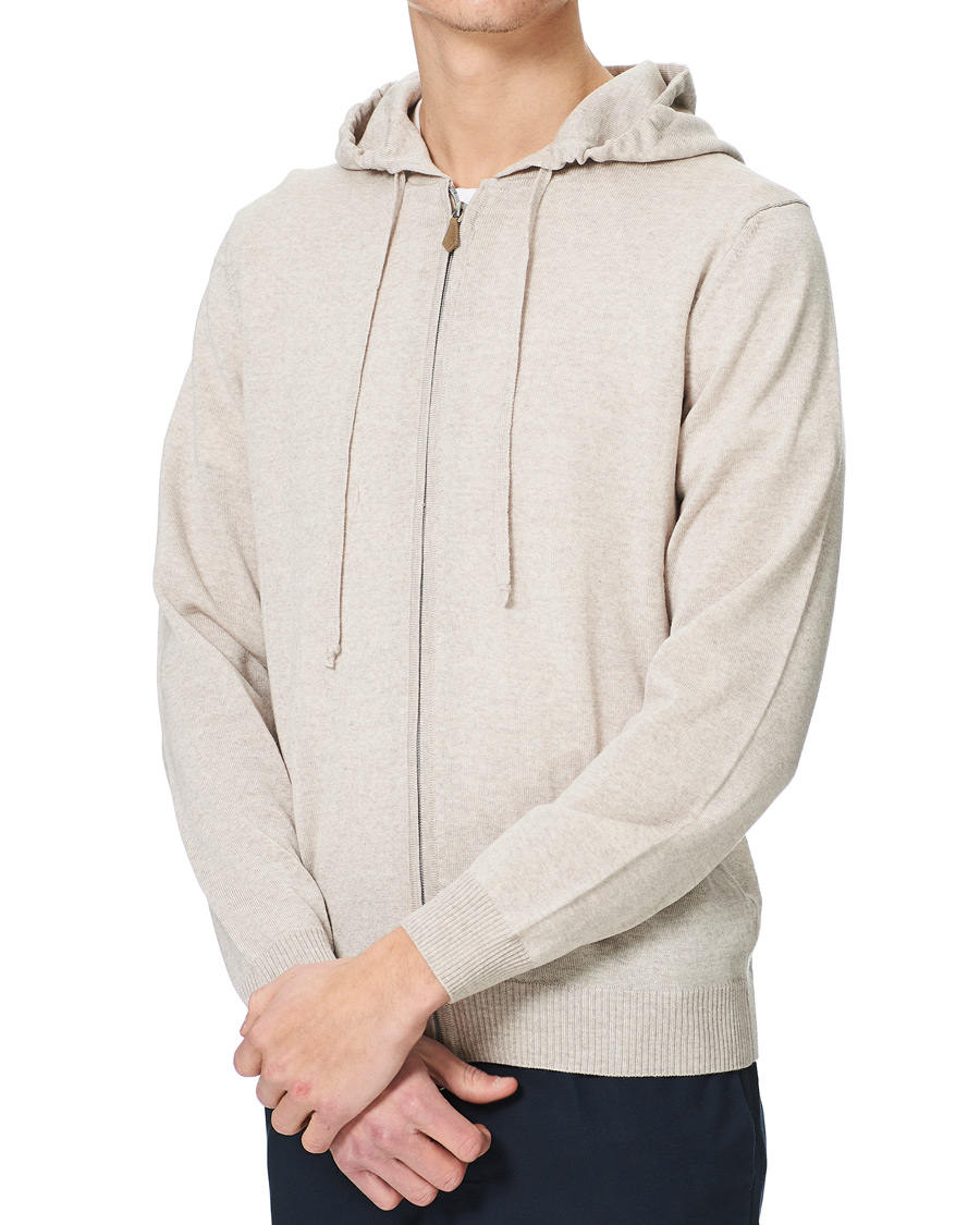 Heren | Truien | Stenströms | Merino Full Zip Hoodie Beige