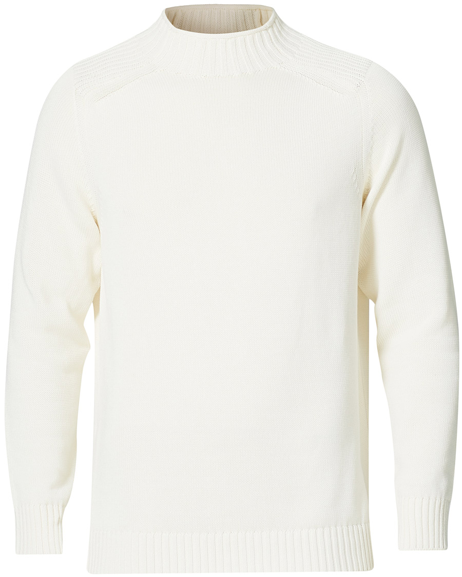 Heren | Truien | Stenströms | Cotton Mock Neck Sweater White