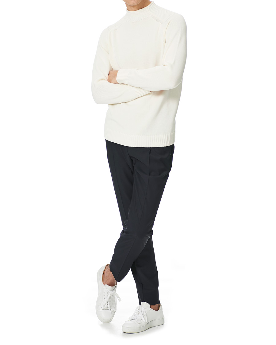 Heren | Truien | Stenströms | Cotton Mock Neck Sweater White