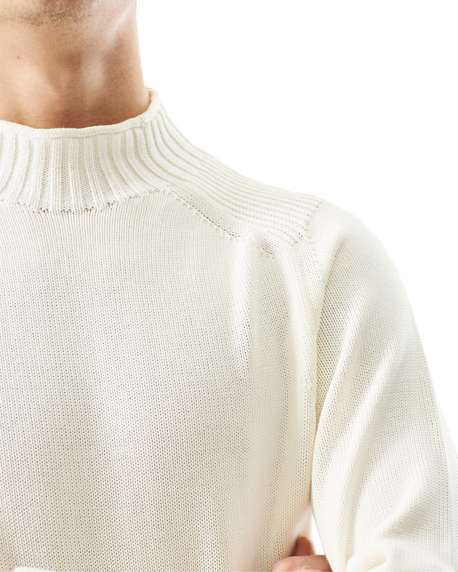 Heren | Truien | Stenströms | Cotton Mock Neck Sweater White