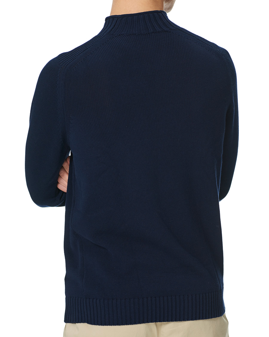 Heren | Truien | Stenströms | Cotton Mock Neck Sweater Navy